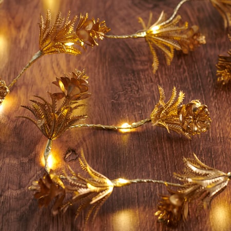 Lighted Golden Pine Garland - Lights, Wire, Plastic