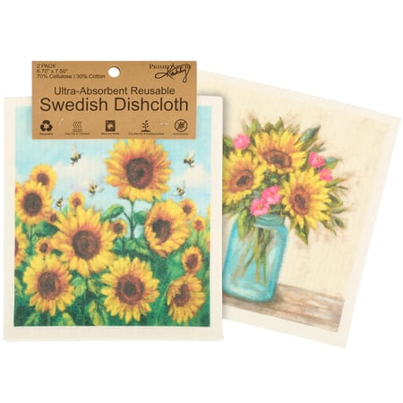 Sunflower Bees Swedish Cloth Set - Cellulose, Cotton