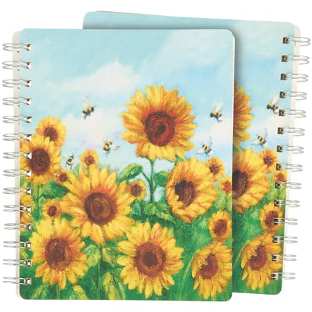 Sunflower Bees Spiral Notebook - Paper, Metal