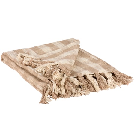 Tan Plaid Throw - Cotton