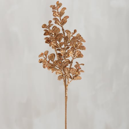 Bronze Glitter Floral Pick - Plastic, Paper, Wire, Glitter