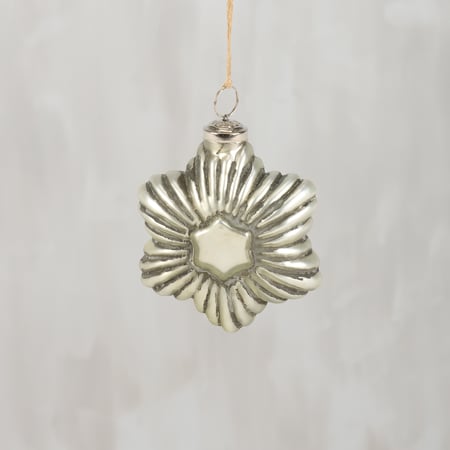 Silver Star Glass Ornament - Glass, Metal
