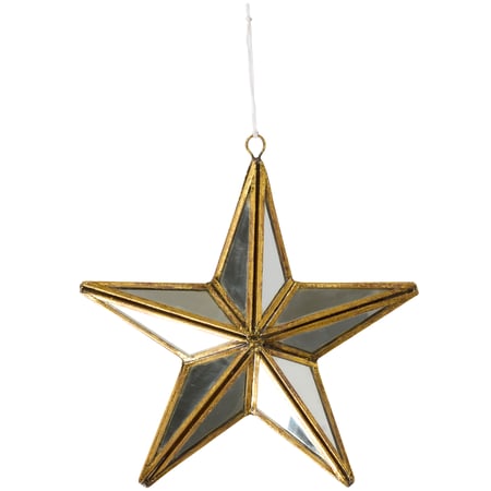 Glass Mirrored Star Ornament - Mirrored Glass, Metal
