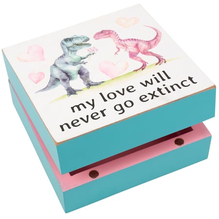 Never Go Extinct Hinged Box - Wood, Paper, Metal, Magnet