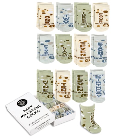 Milestone Baby Sock Set - Cotton, Nylon, Spandex