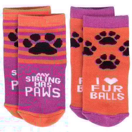 My Sibling Has Paws Baby Sock Set - Cotton, Nylon, Spandex