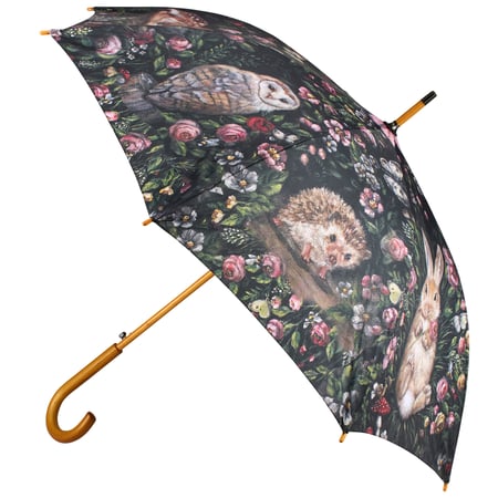Woodland Friends Umbrella - Pongee, Wood, Fiberglass, Metal