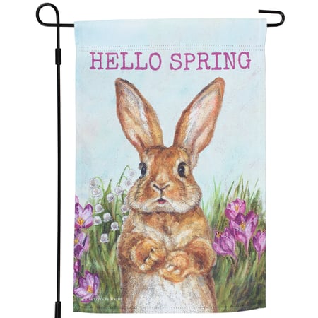 Spring Garden Bunny Garden Flag - Polyester