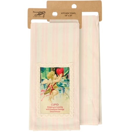 Cupid Since Forever Kitchen Towel - Cotton, Lace