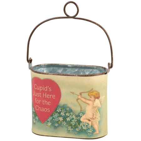 Cupid's Just Here For The Chaos Small Bucket - Metal, Paper