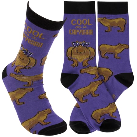 Cool As A Capybara Socks - Cotton, Nylon, Spandex