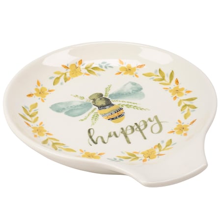 Bee Happy Spoon Rest - Stoneware