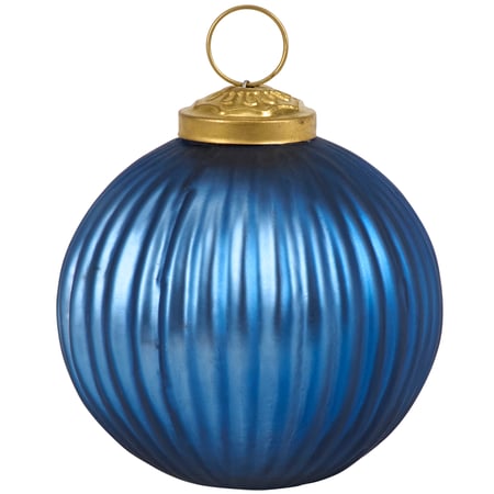 Small Glass Blue Kugel Ornament - Glass, Metal