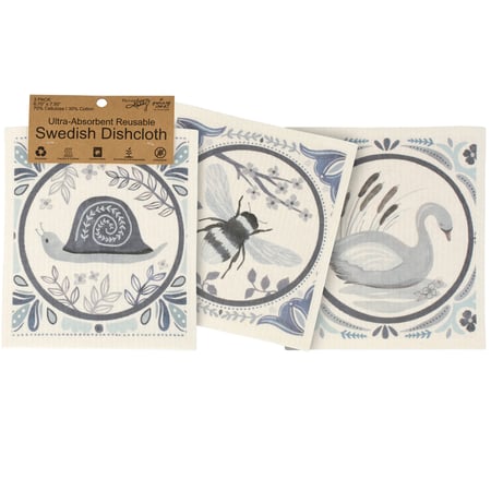 Indigo Tile Swedish Cloth Set - Cellulose, Cotton