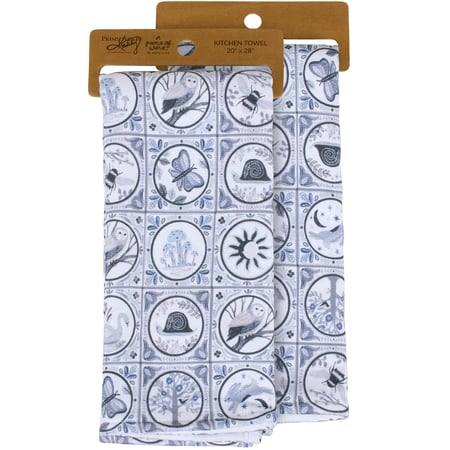 Indigo Tile Kitchen Towel - Cotton, Terrycloth