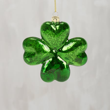 Glass Shamrock Ornament - Glass, Metal