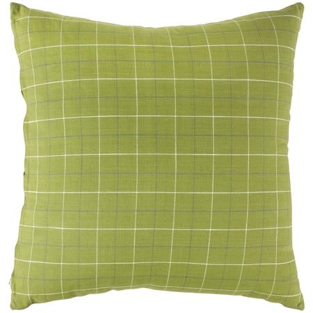 Green Plaid Pillow - Cotton, Zipper