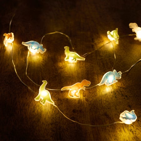 Multicolor Dino String Lights - Plastic, Wire, Lights