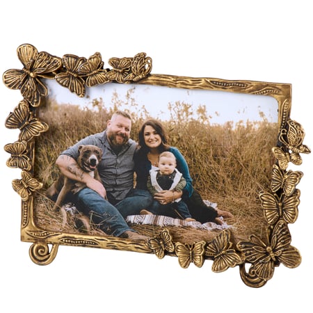 Gold Butterfly Photo Frame - Metal, Glass, Wood
