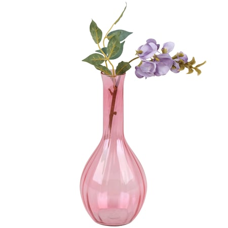 Pink Ribbed Bud Vase - Glass