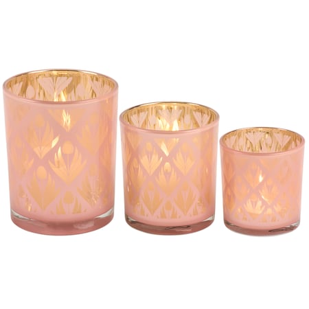 Floral Diamonds Candle Holder Set - Glass