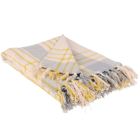 Misty Blue Plaid Throw - Cotton
