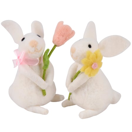 Flower Bunnies Critter Set - Felt, Polyester, Foam, Ribbon