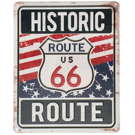 Historic Route 66 Wall Decor - Metal