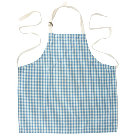 Blue Gingham Apron - Cotton, Polyester, Metal