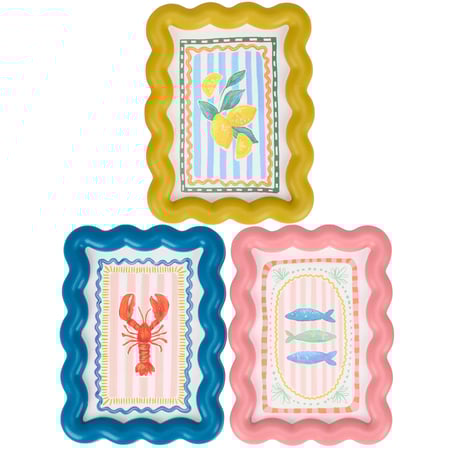 Italian Coastal Framed Art Set - Wood, Paper