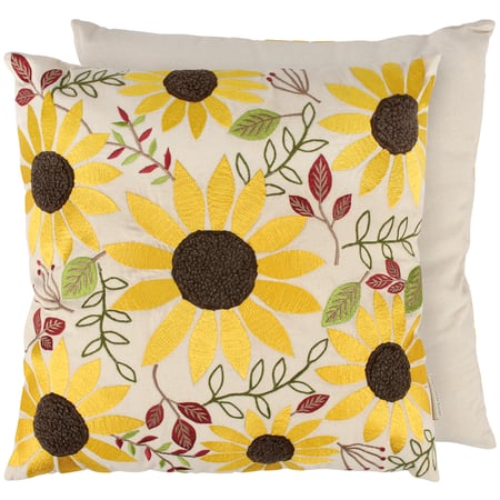 Bright Sunflower Pillow - Cotton, Zipper