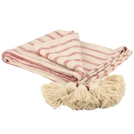 Red Ticking Stripe Throw - Cotton