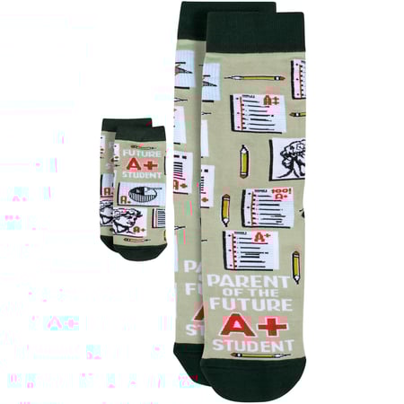 Parent/Future A+ Student Baby & Me Sock Set - Cotton, Nylon, Spandex