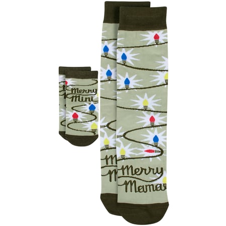 Merry Mama/Mini Baby & Me Sock Set - Cotton, Nylon, Spandex