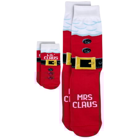 Mrs./Lil Claus Baby & Me Sock Set - Cotton, Nylon, Spandex