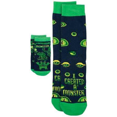 Created Monster/Monster Baby & Me Sock Set - Cotton, Nylon, Spandex