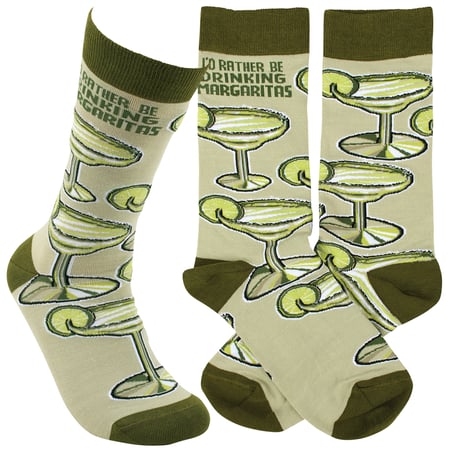 Rather Be Drinking Margaritas Socks - Cotton, Nylon, Spandex