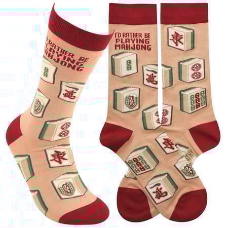 Rather Be Playing Mahjong Socks - Cotton, Nylon, Spandex