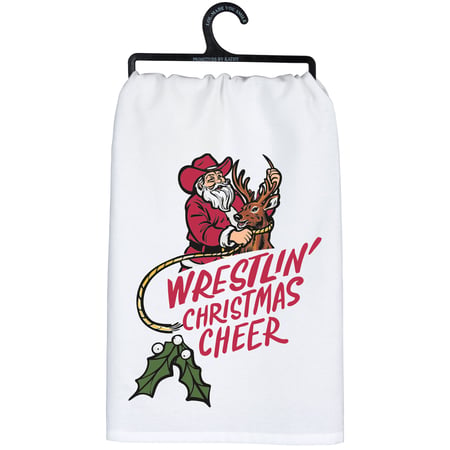 Wrestlin' Christmas Cheer Kitchen Towel - Cotton