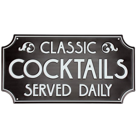 Classic Cocktails Served Daily Wall Decor - Metal