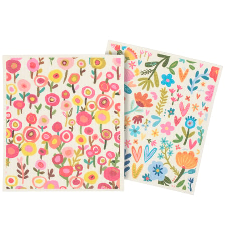 White Floral Swedish Cloth Set - Cellulose, Cotton