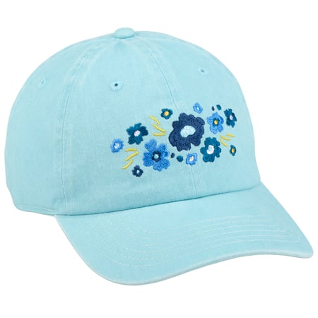 Blue Floral Baseball Cap - Cotton, Metal
