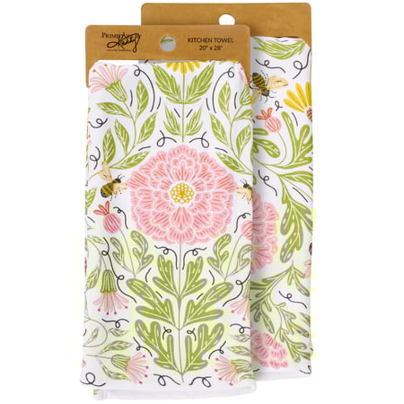 Peony Bee Kitchen Towel - Cotton, Terrycloth