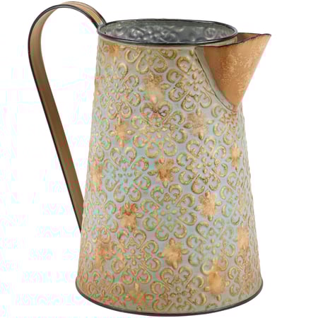 Vintage Brocade Pitcher Vase - Metal