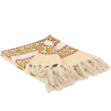 Orange Floral Throw - Cotton