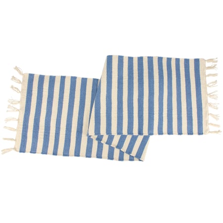 Pale Blue Stripe Runner - Cotton