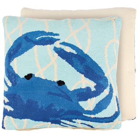 Blue Crab Pillow - Cotton, Zipper