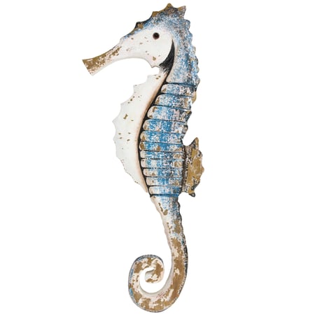 Blue Seahorse Wall Decor - Wood