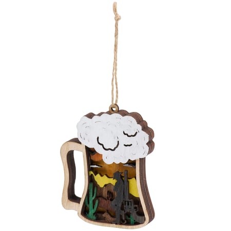Cowboy Beer Mug Magnetic Ornament - Wood, Magnet