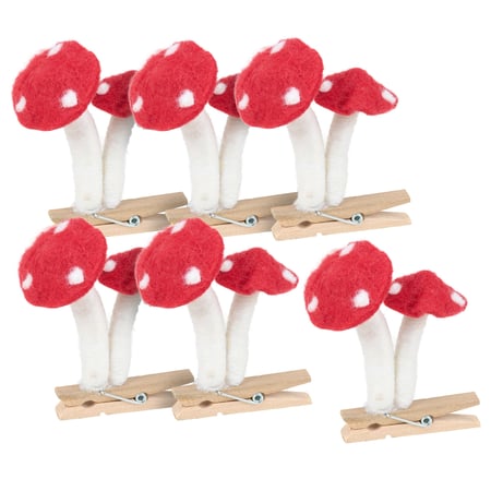Mushroom Clip Set - Felt, Foam, Wood, Wire